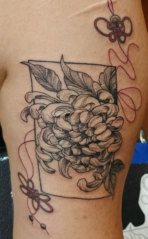 Black Gray Floral Tattoo at New Wave Body Art Studio